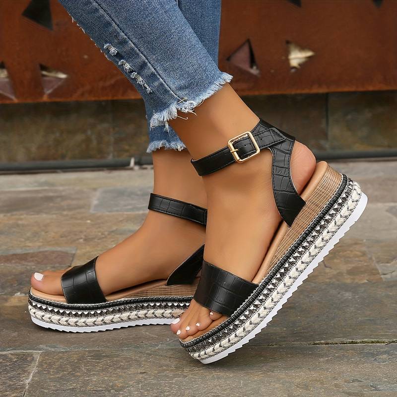 Cheryl | Platform Wedge Sandals with Ankle Strap